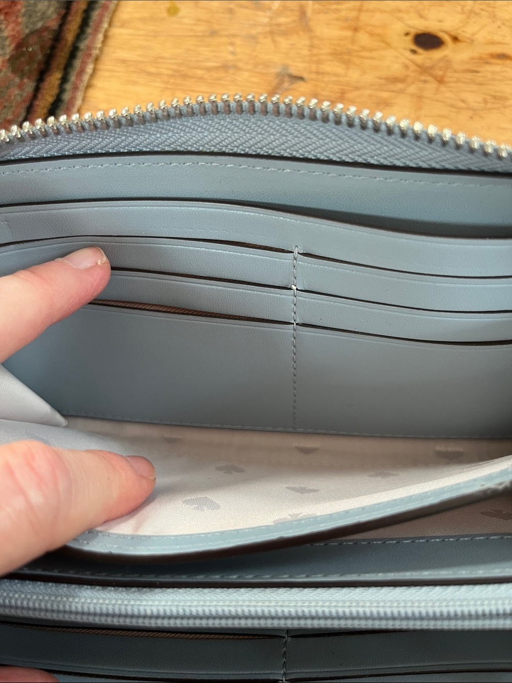 KATE  SPADE BABY BLUE PEBBLED LEATHER,  wallet
